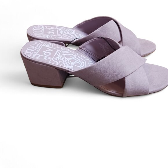 Dolce Vita Lilac Ashli Faux Suede Cross Band Block Heel Mules Sandals  Size 9.5 - Picture 4 of 12